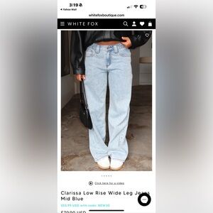 White Fox Clarissa low rise wide leg Jeans size Medium